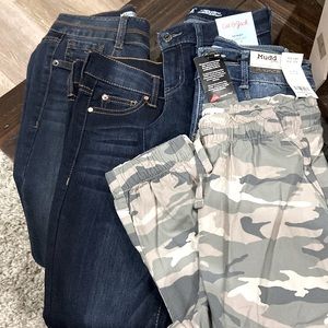 Lot of young girls size 10 jeans (4 pair) and 1 pair of Abercrombie girls camo